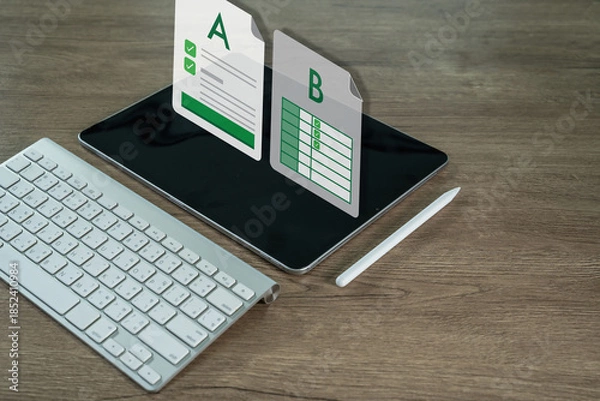 Obraz a/b testing optimization results business analytics A/b testing results on a laptop screen