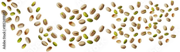 Obraz Mixed Pistachio Nuts Scattered Pattern Isolated on White Background