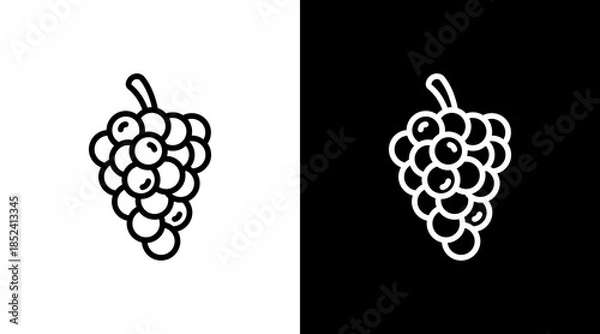 Obraz Grapes With Icon Set Design