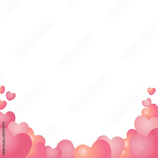 Fototapeta ハートを散りばめたバナーデザイン。バレンタイン。300×300サイズ対応