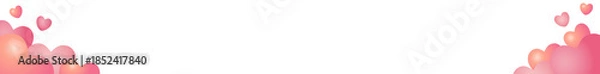 Fototapeta ハートを散りばめたバナーデザイン。バレンタイン。728×90サイズ対応