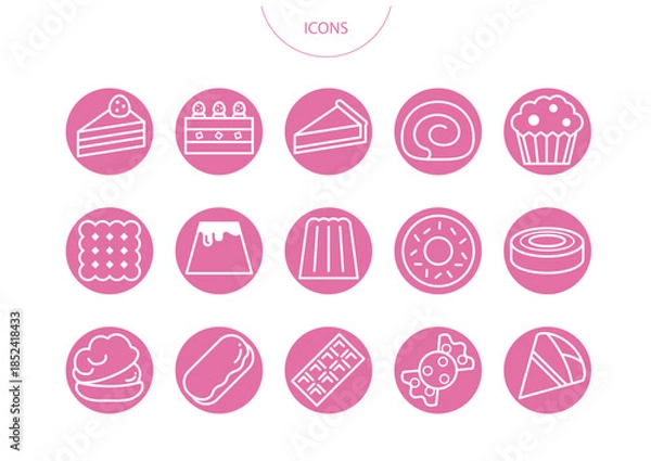 Obraz 洋菓子　アイコン ピクトグラム　ベクター イラスト　セット