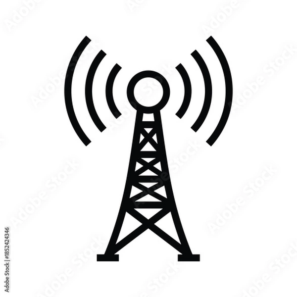 Obraz Black Simple Telecommunication Tower Signal Icon