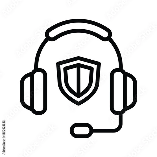Obraz Headset with shield icon secure communication