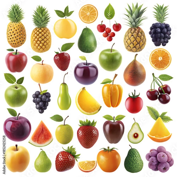 Obraz Fruit Silhouette Isolated on White Background