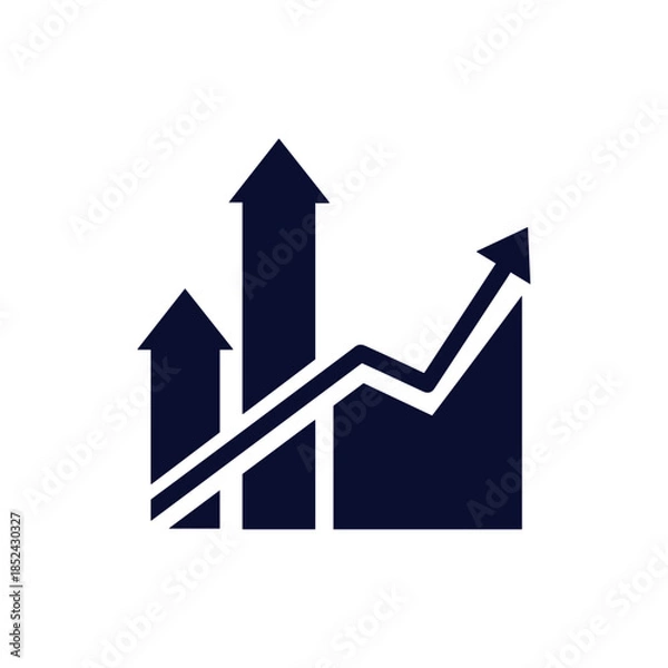 Obraz Financial growth chart with upward arrows representing business success and progress.