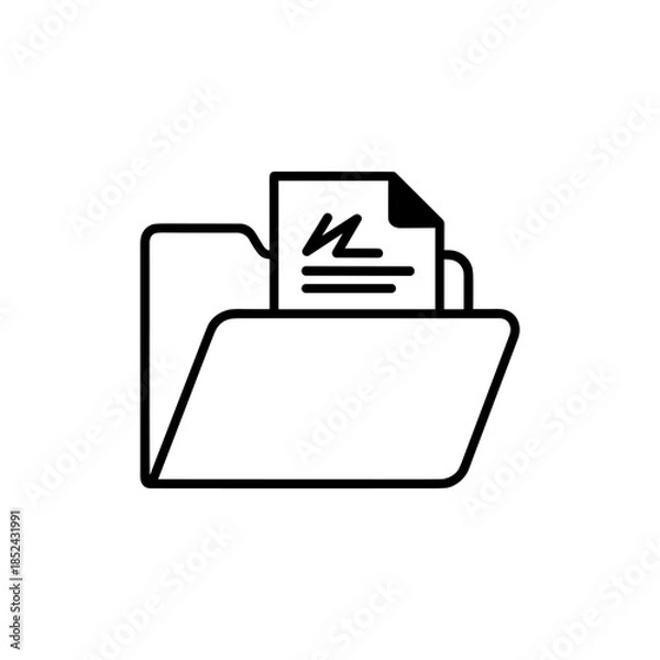 Obraz Folder Icon with Document Showing Important Information and Details.
