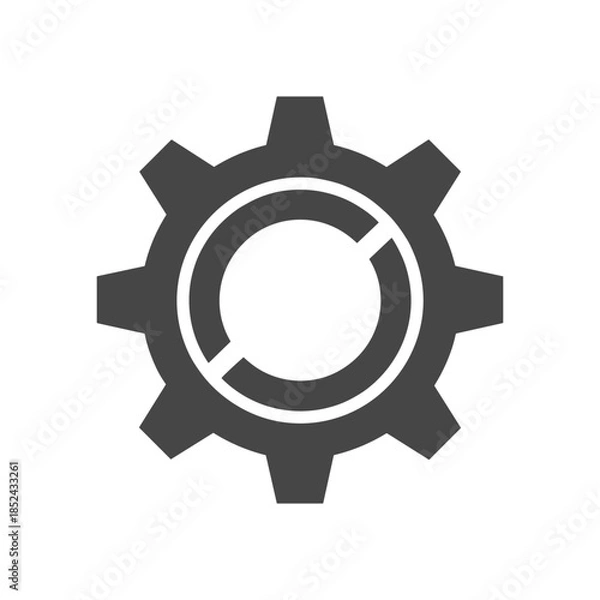 Obraz Gear Icon with Circular Cutout, Symbolizing Settings and Configuration.