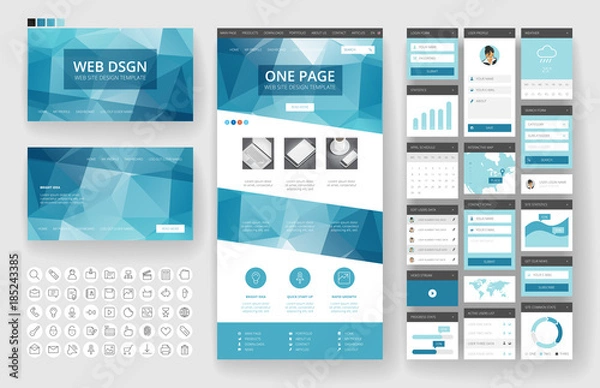 Fototapeta Website design template and interface elements