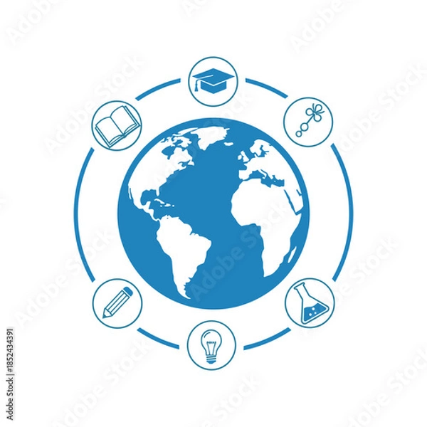 Obraz Global Education and Knowledge Sharing Network Concept.