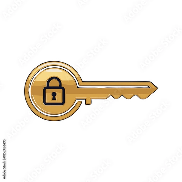 Obraz Golden Key with Padlock - Security and Access Symbol.