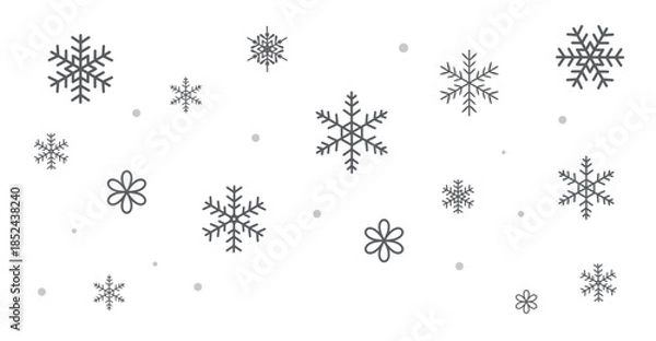 Obraz モノクロの雪の結晶の壁紙　パターン　背景イラスト　ベクター素材