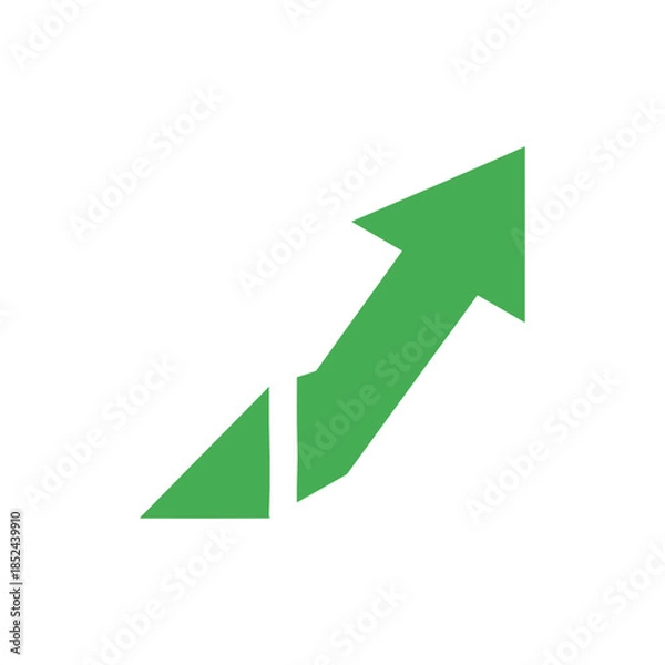 Obraz Green arrow pointing upwards indicating growth and progress.