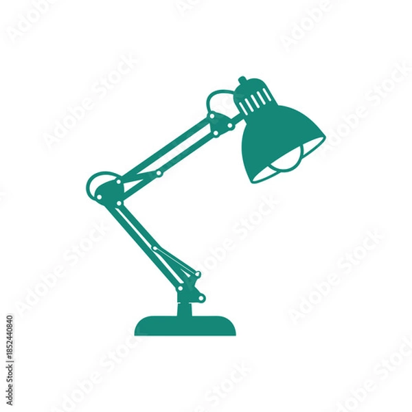 Obraz Green Desk Lamp Illustration - Adjustable Arm and Focused Light Source.