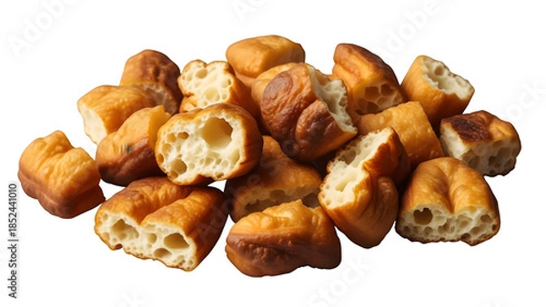 Fototapeta Fried bread chunks isolated on transparent background
