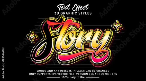 Fototapeta Story 3d gradient text style effect