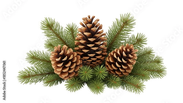 Fototapeta Pinecones and branches isolated on transparent background
