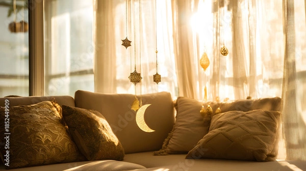 Obraz Refined Islamic patterns complement a bright living room for Eid al-Fitr