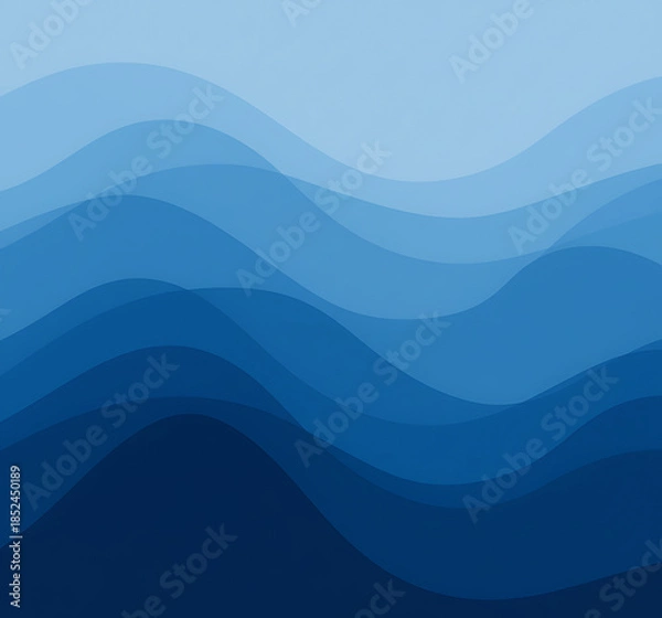 Fototapeta Surface of water. Blue abstract background. Ocean or seascape. Realistic landscape with waves. Cover design template. 3d vector illustration for banner, flyer, poster or brochure, Abstract Water