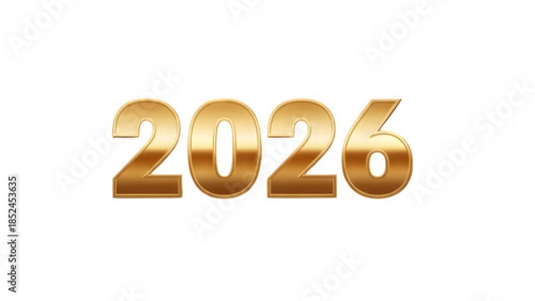 Fototapeta Golden 2026 isolated on transparent background