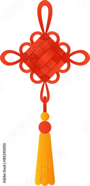 Obraz Red Chinese Knot with Yellow Tassel