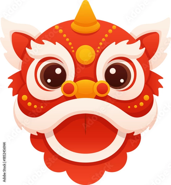 Obraz Chinese Lion Dance Head Vector Illustration