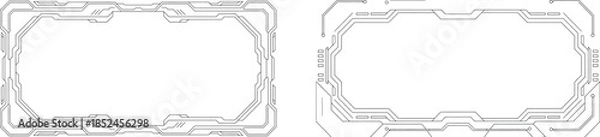Obraz circuit board frame collection with electronic borders and tech edges, vector illustration