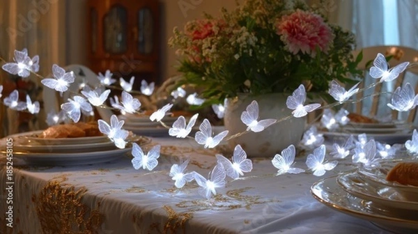 Obraz Butterfly String Lights Table Setting Decor Holiday