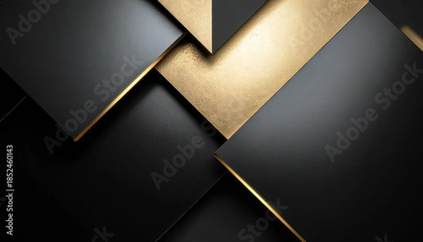 Obraz ブラックとゴールドが交差する高級感ある抽象背景。