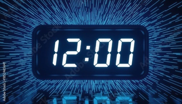 Obraz Digital Clock Display with Time Burst Effect at Midnight