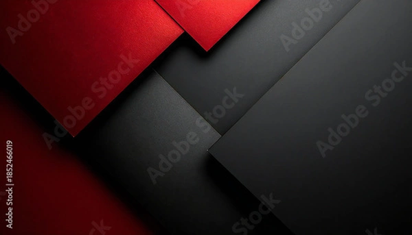 Obraz レッドとブラックが重なるシックな抽象背景。