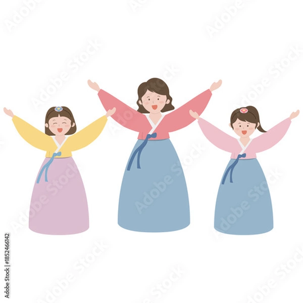 Obraz 새해 인사하는 한복 입은 가족