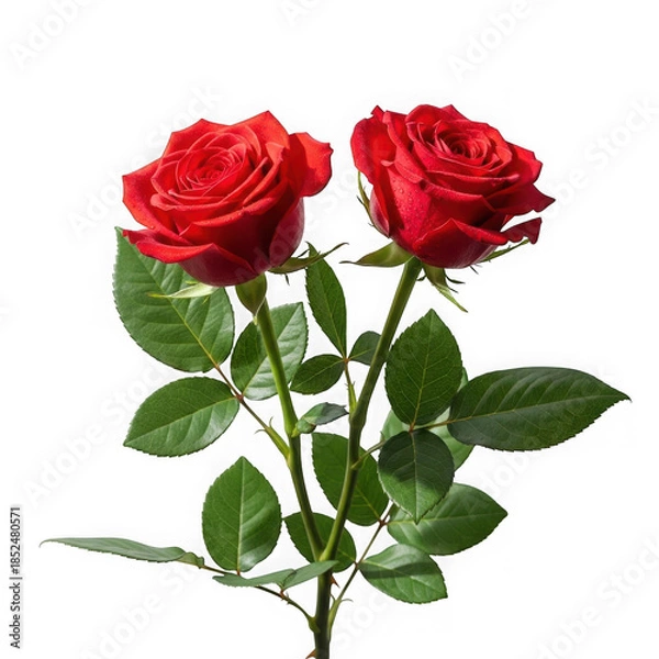 Fototapeta Two red roses isolated on transparent background