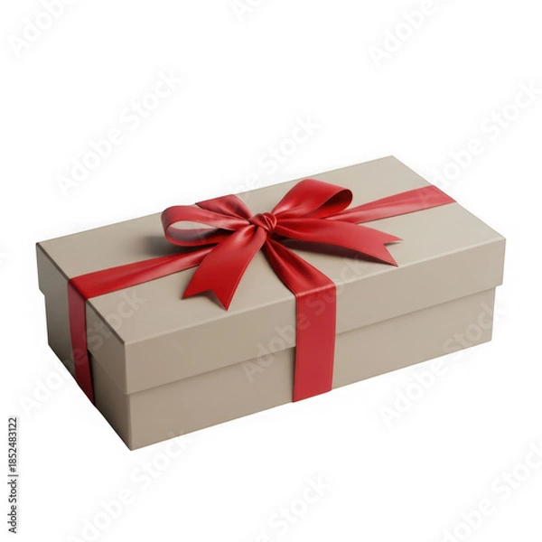 Obraz Gift box with red bow isolated on transparent background