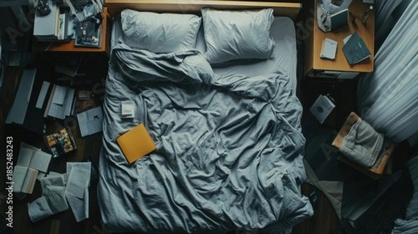 Obraz Messy Bedroom A TopDown View.