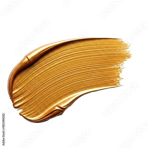 Obraz Golden Paint Brush Stroke Texture Isolated on White Background