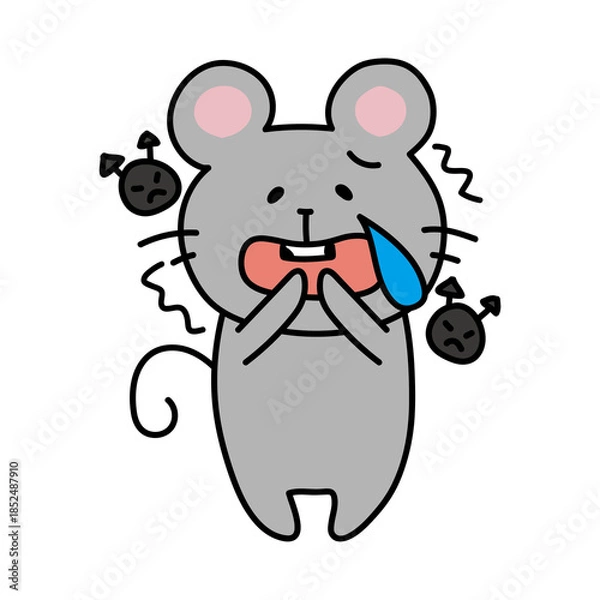 Fototapeta 虫歯を痛がるネズミ