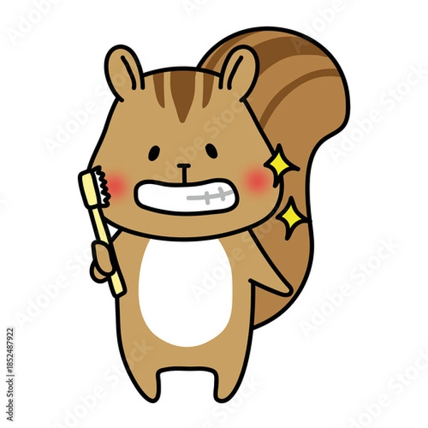 Fototapeta 歯磨き後に綺麗になった歯を見せるリス