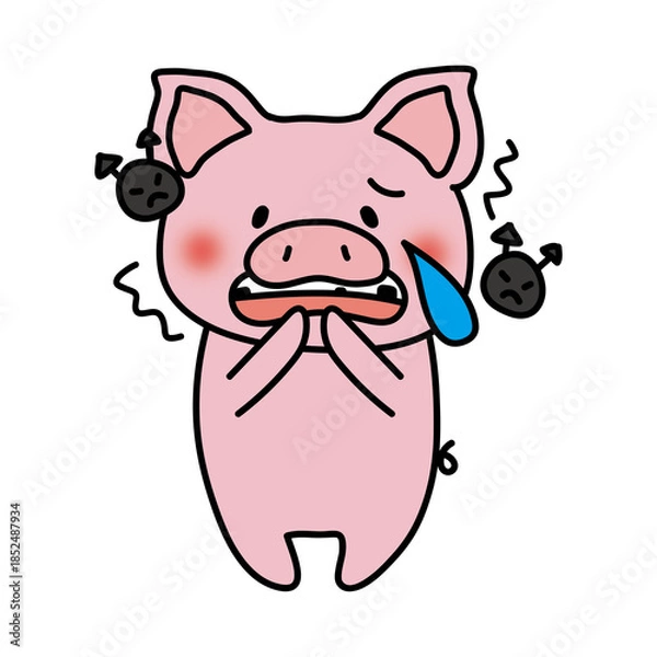 Fototapeta 虫歯を痛がるぶた