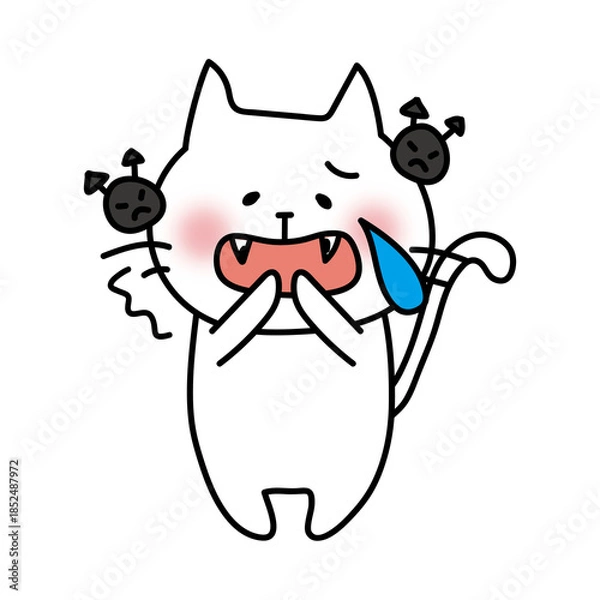 Fototapeta 虫歯を痛がる白い猫