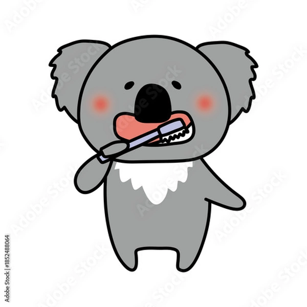 Fototapeta 歯磨きをするコアラ