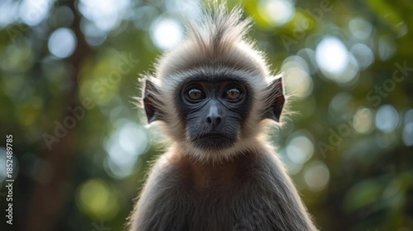 Fototapeta Curious young monkey in forest