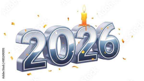Fototapeta Happy new year 2026 isolated on transparent background