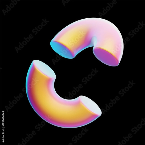 Obraz Abstract 3d geometric shape, holographic gradient. A futuristic design element.