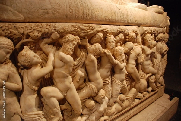 Fototapeta Carvings on a sarcophagus