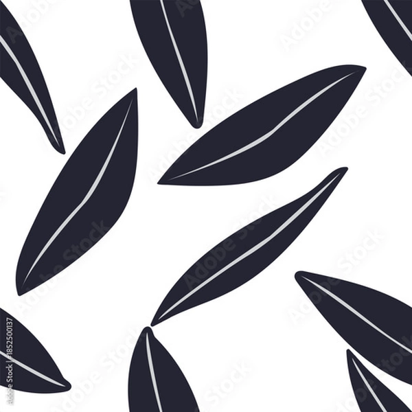 Obraz Monochrome Leaf Seamless Pattern Design