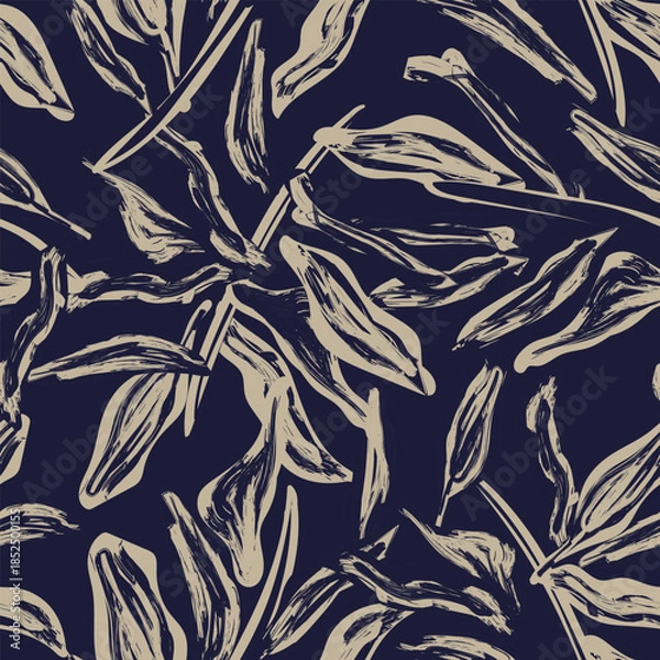 Fototapeta Neutral Colour Leaf Seamless Pattern Design
