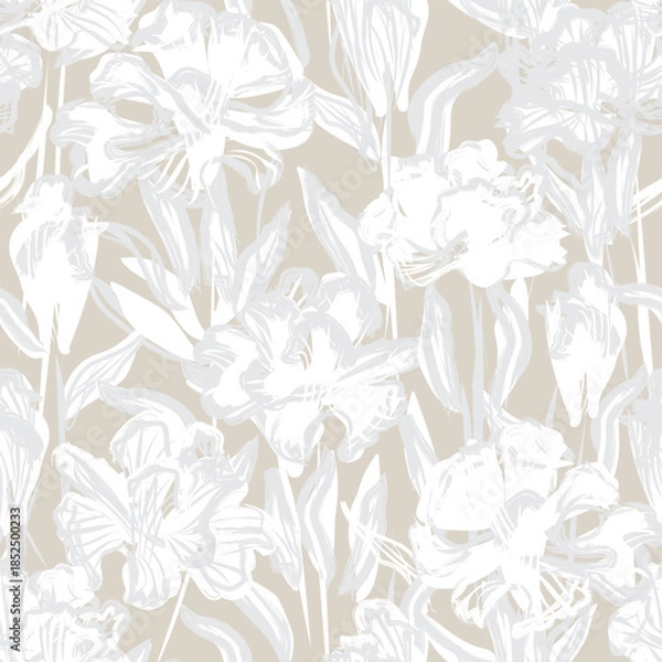 Obraz Carnation Neutral Colour Abstract Floral Seamless Pattern Design