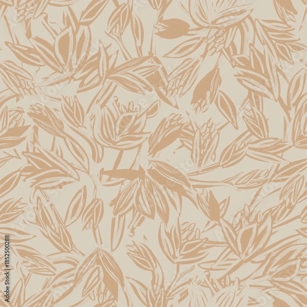 Obraz Lotus Neutral Colour Abstract Floral Seamless Pattern Design