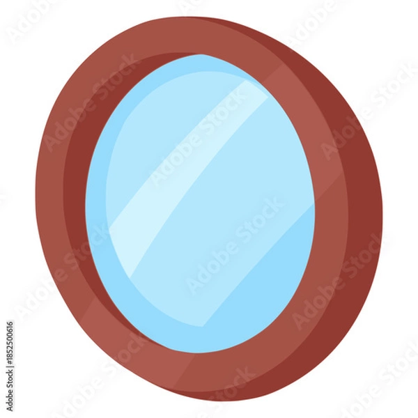 Obraz Round mirror decoration interior flat color vector illustration template design